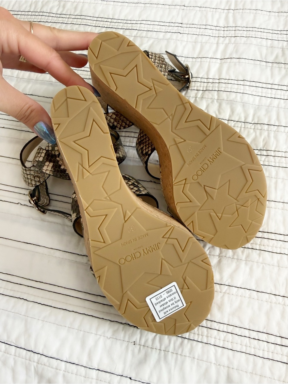 NWT Jimmy Choo Snake Embossed Strappy Sandals Wedge Platform size 39 - Picture 9 of 10